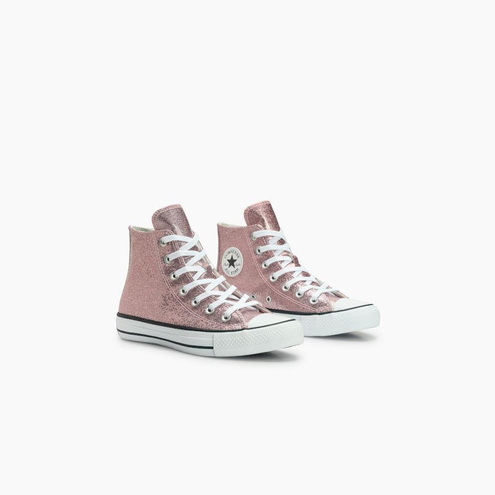 Tênis Chuck Taylor All Star Shine Cano Alto Rosa Rosa 2