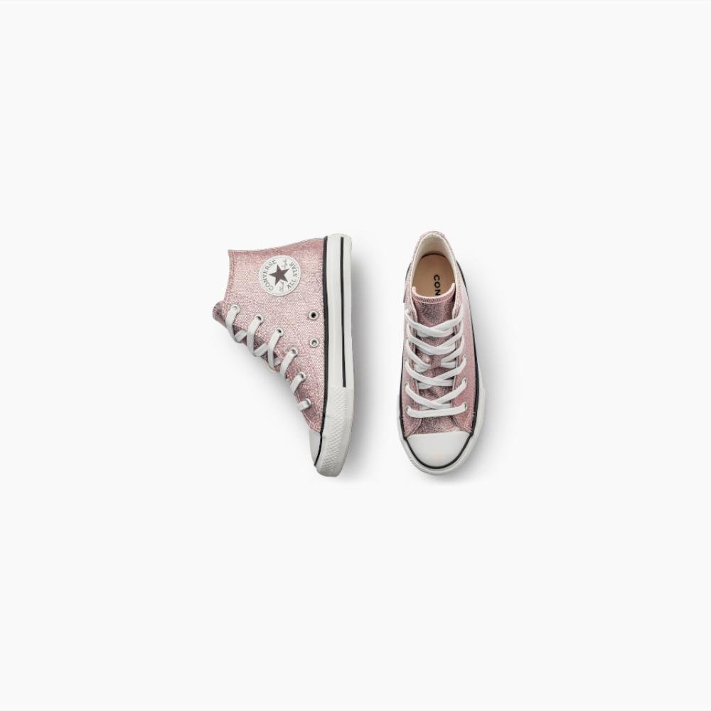 Tênis Juvenil Chuck Taylor All Star Shine Cano Alto Rosa Rosa 5