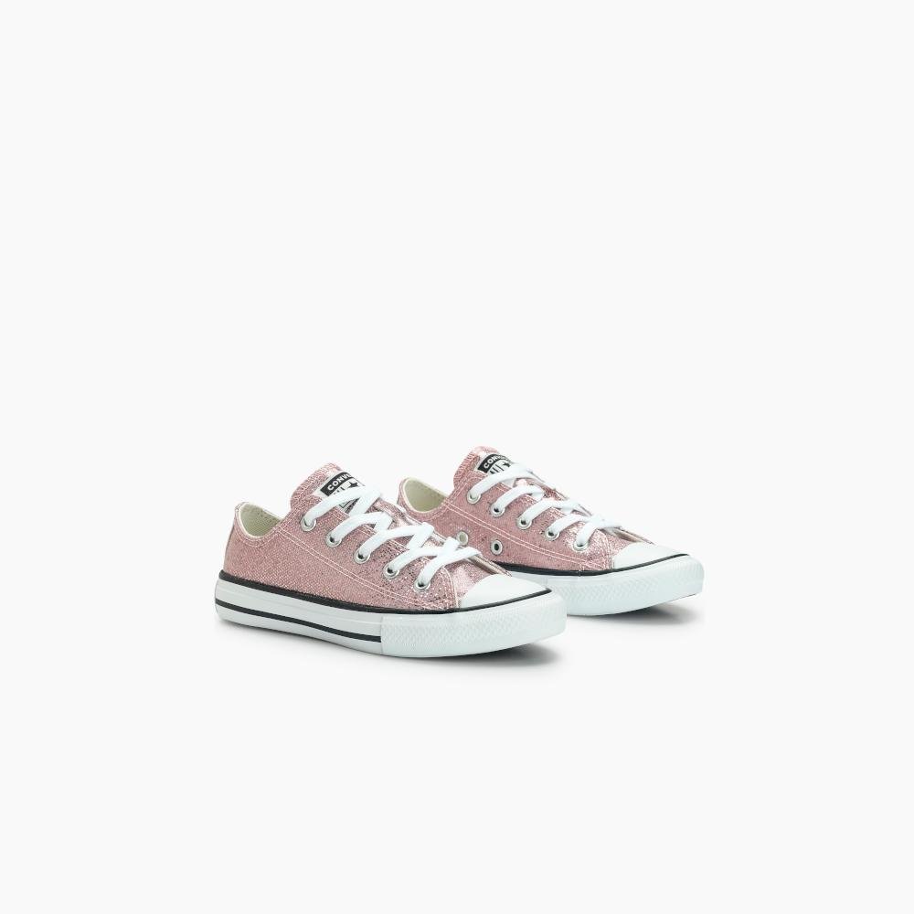 Tênis Juvenil Chuck Taylor All Star Shine Cano Baixo Rosa Rosa 2