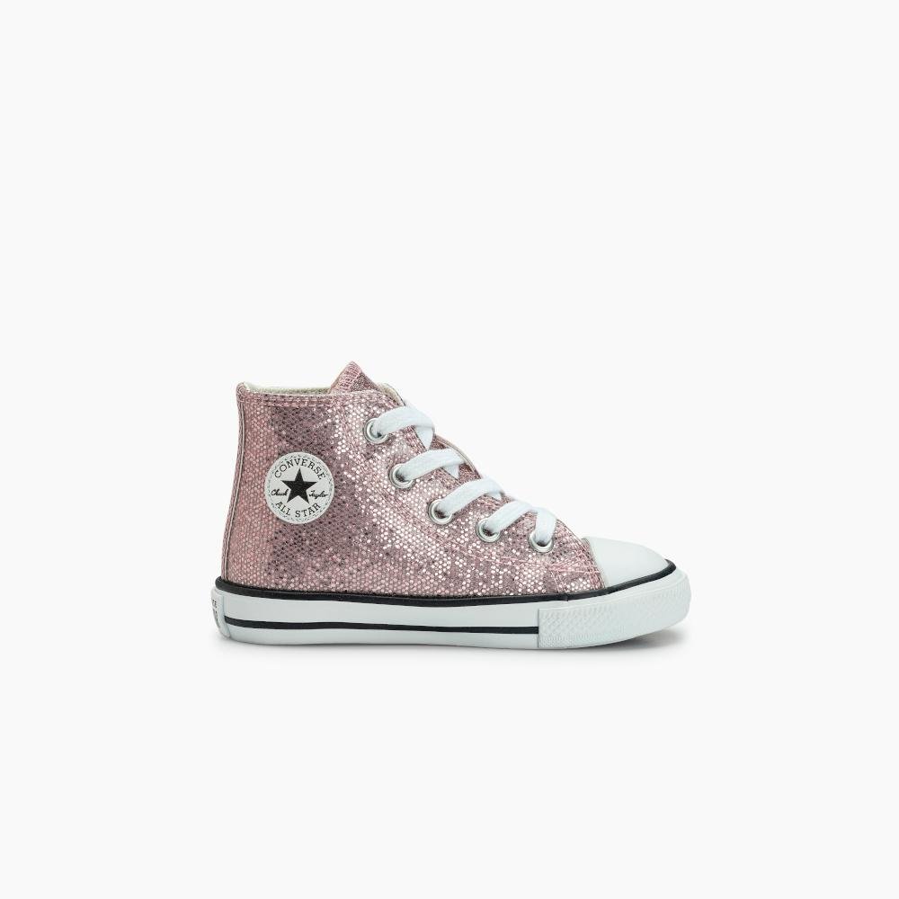 Tênis Criança Chuck Taylor All Star Shine Cano Alto Rosa