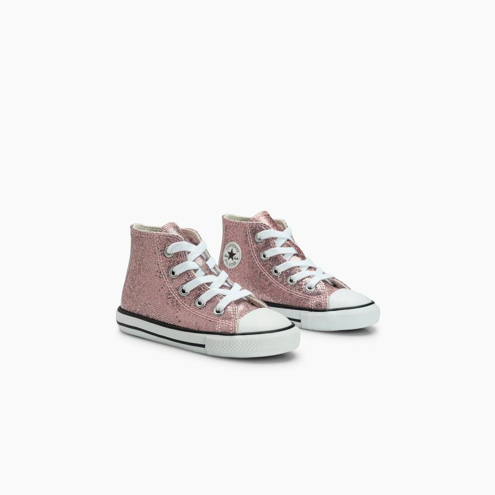 Tênis Criança Chuck Taylor All Star Shine Cano Alto Rosa Rosa 2