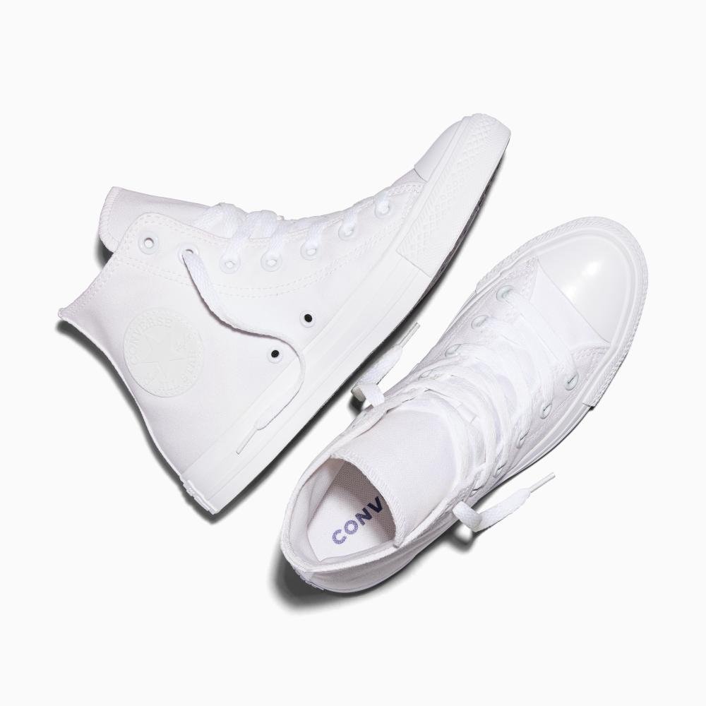 Tênis Chuck Taylor All Star Monochrome Canvas Alto Branco Branco 2