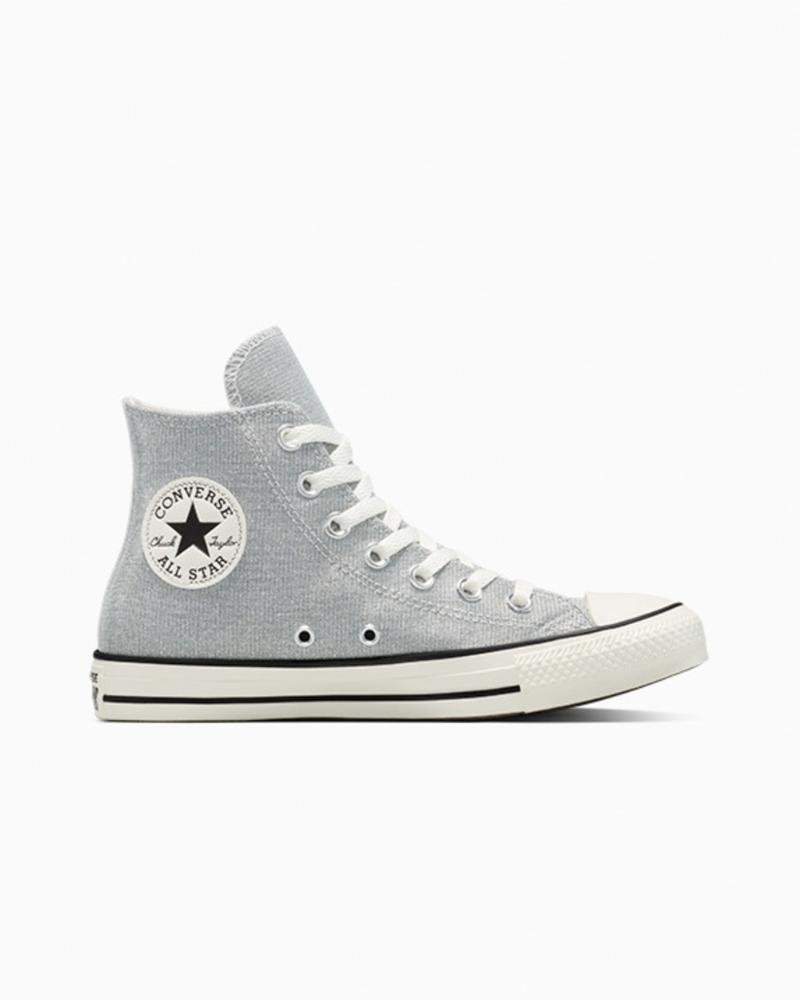 Tênis Chuck Taylor All Star Shine Cano Alto Prata