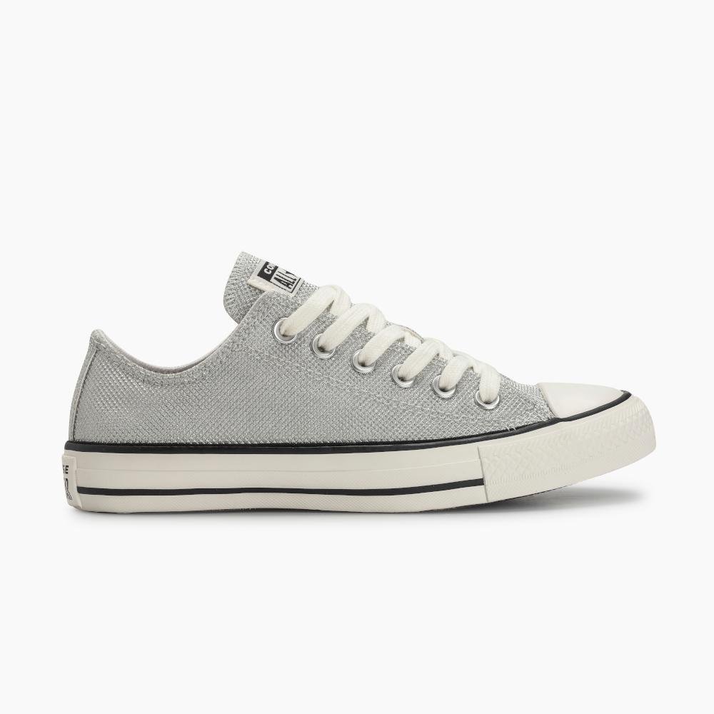 Tênis Chuck Taylor All Star Shine Cano Baixo Prata