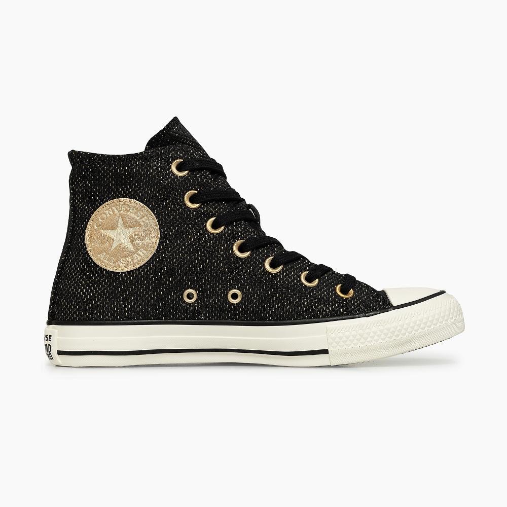 Tênis Chuck Taylor All Star Heathered Sheen Cano Alto Preto
