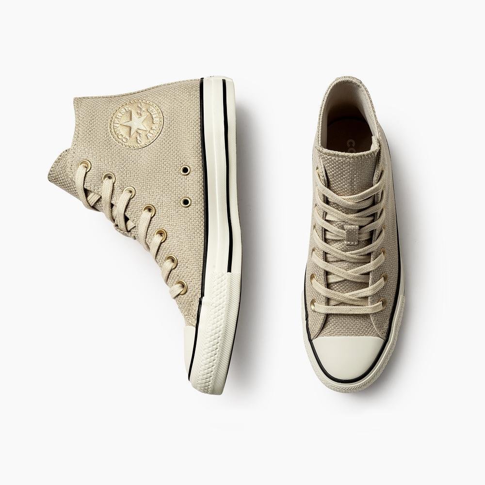 Tênis Chuck Taylor All Star Heathered Sheen Cano Alto Bege Dourado 4