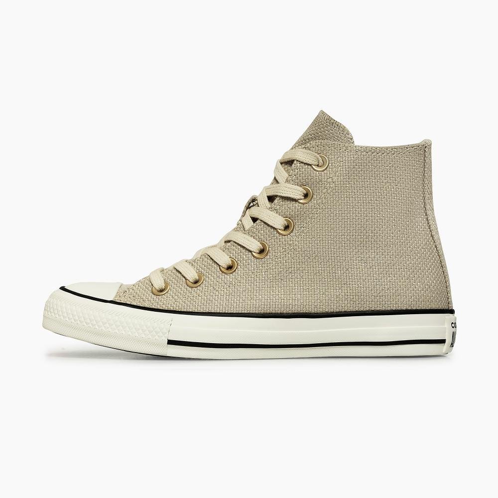 Tênis Chuck Taylor All Star Heathered Sheen Cano Alto Bege Dourado 5