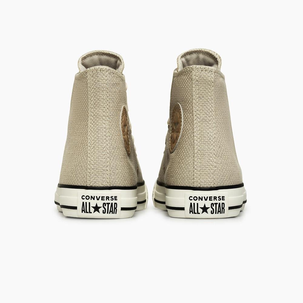 Tênis Chuck Taylor All Star Heathered Sheen Cano Alto Bege Dourado 7