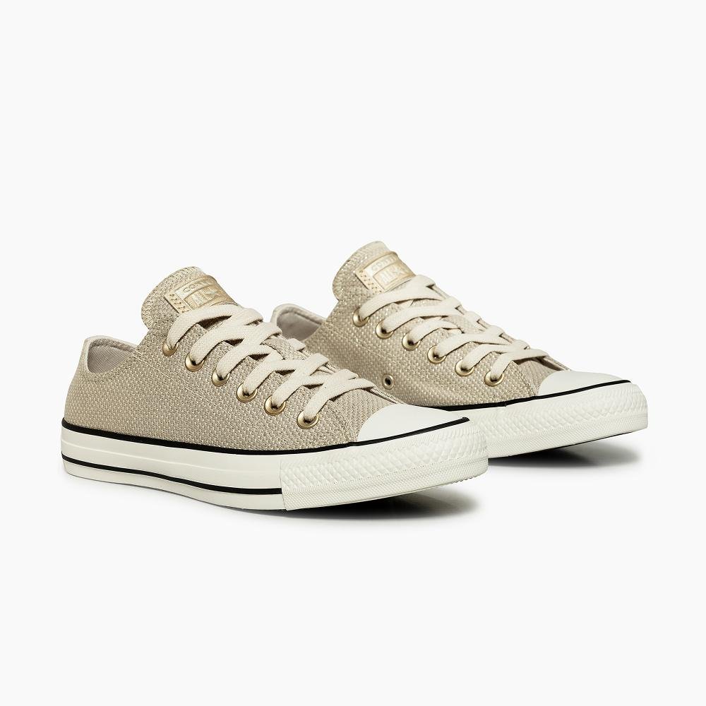 Tênis Chuck Taylor All Star Heathered Sheen Cano Baixo Bege Dourado 2
