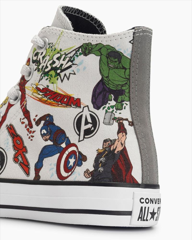 Tênis Chuck Taylor All Star Vingadores Cano Alto Cinza Branco 2