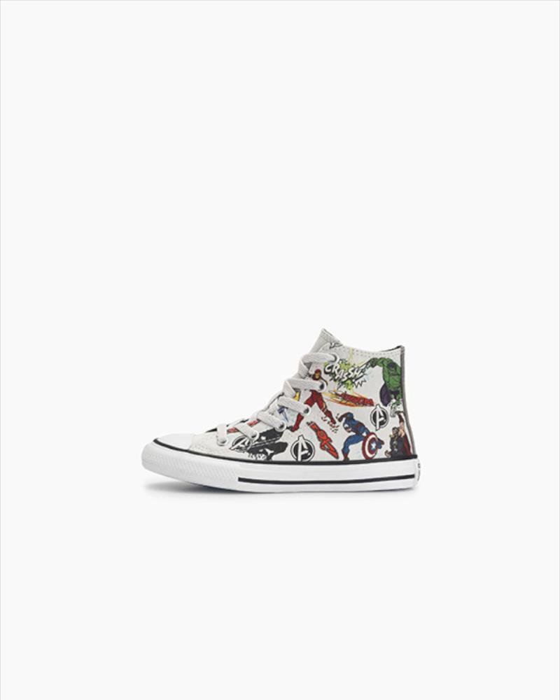 Tênis Juvenil Chuck Taylor All Star Vingadores Cano Alto Cinza Branco 4