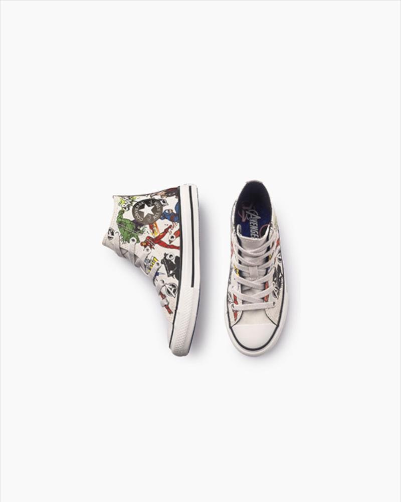Tênis Juvenil Chuck Taylor All Star Vingadores Cano Alto Cinza Branco 6