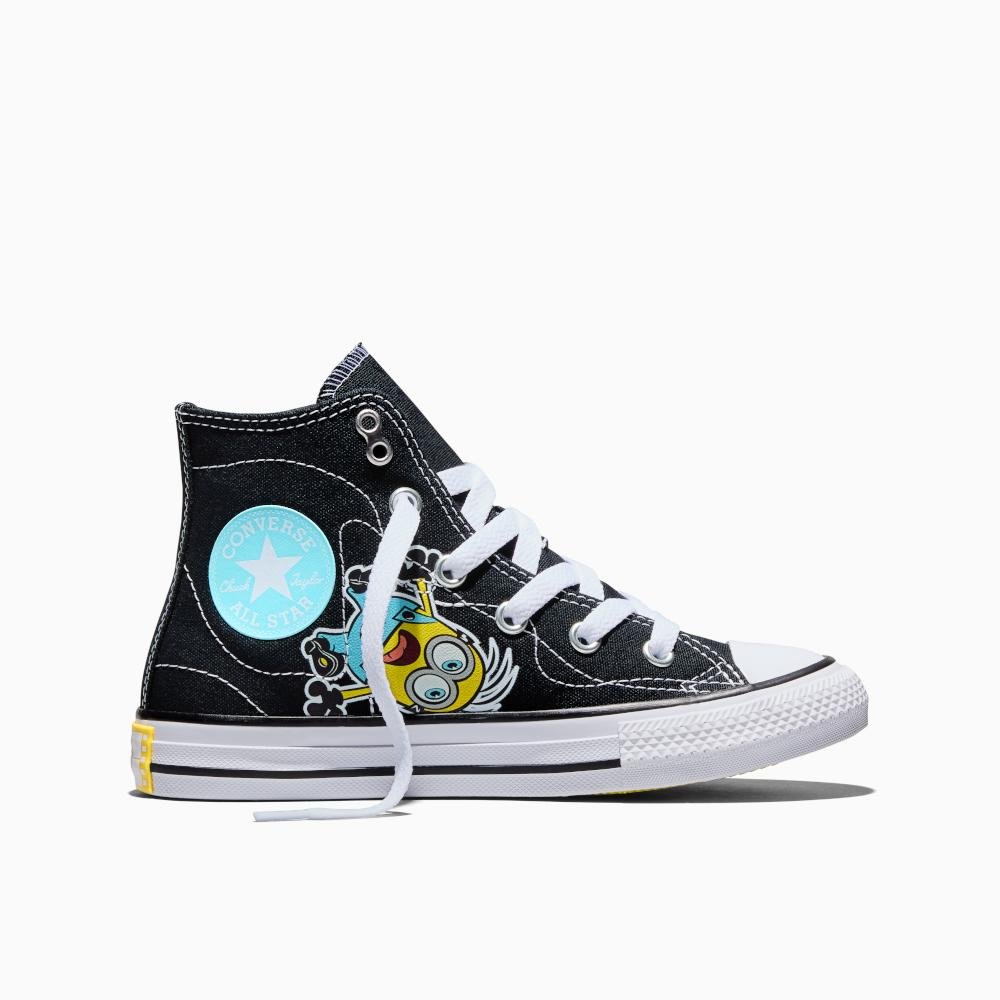 Tênis Juvenil All Star Converse x Minions Cano Alto Preto