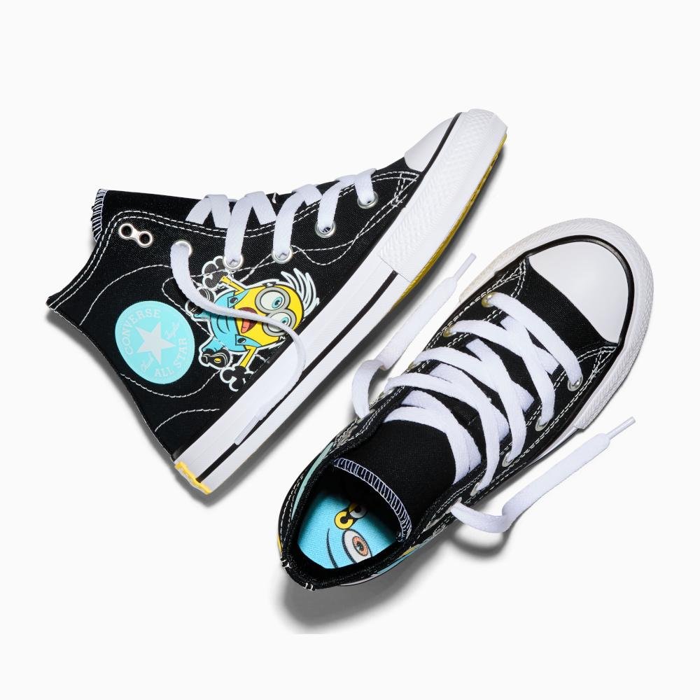 Tênis Juvenil All Star Converse x Minions Cano Alto Preto Preto 2