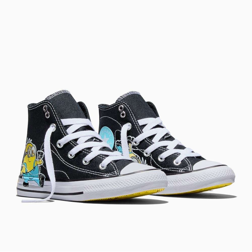 Tênis Juvenil All Star Converse x Minions Cano Alto Preto Preto 4