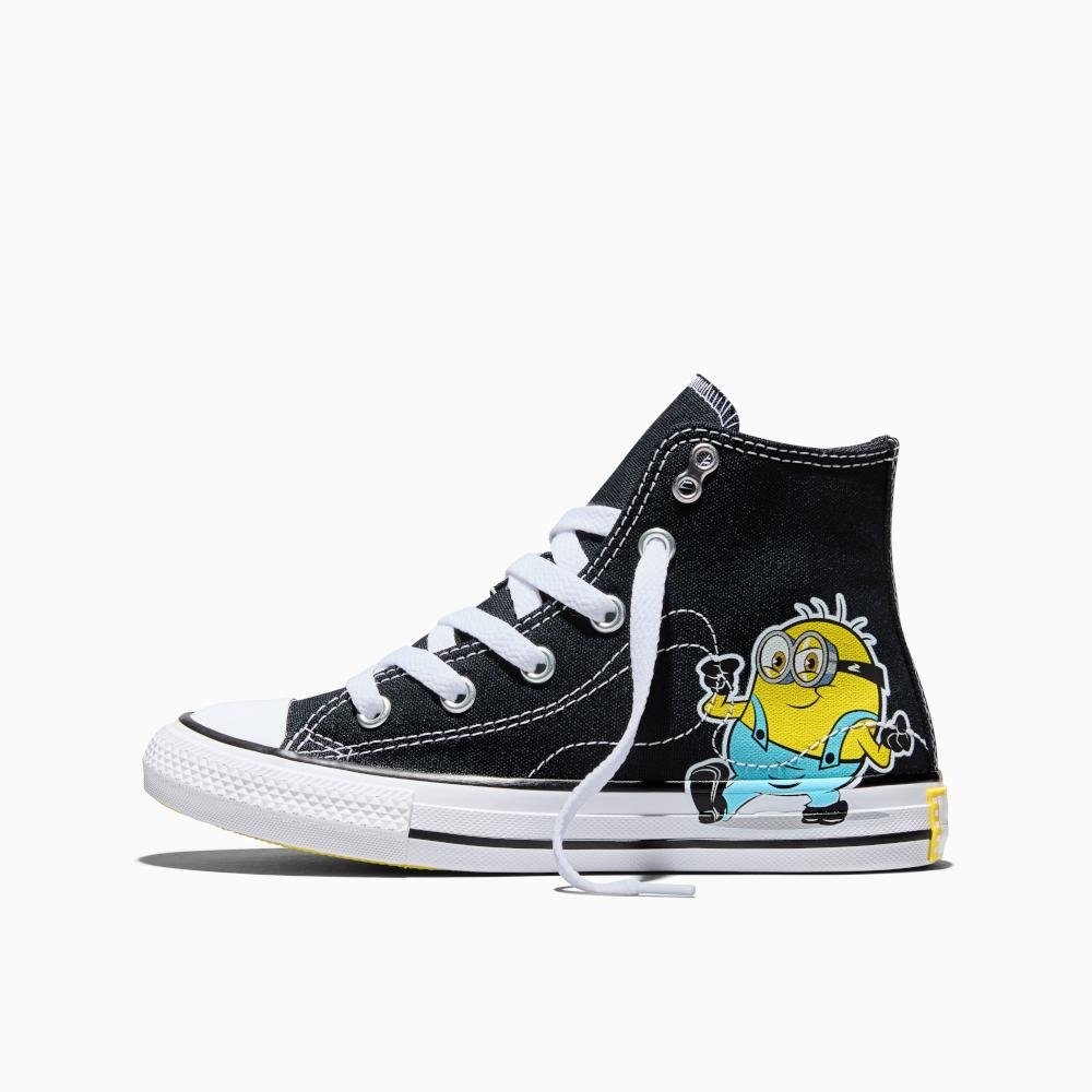 Tênis Juvenil All Star Converse x Minions Cano Alto Preto Preto 5