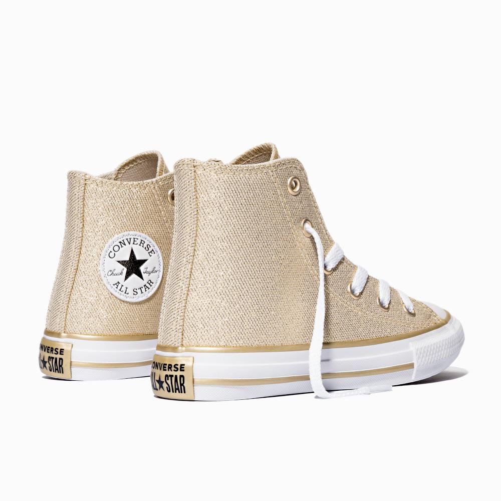 Tênis Chuck Taylor All Star Shine Cano Alto Dourado Dourado 7