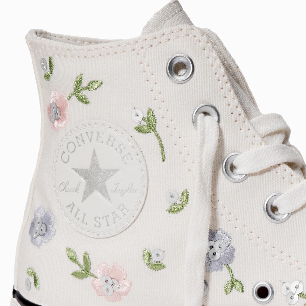 Tênis Chuck Taylor All Star Floral Cano Alto Branco Branco 4
