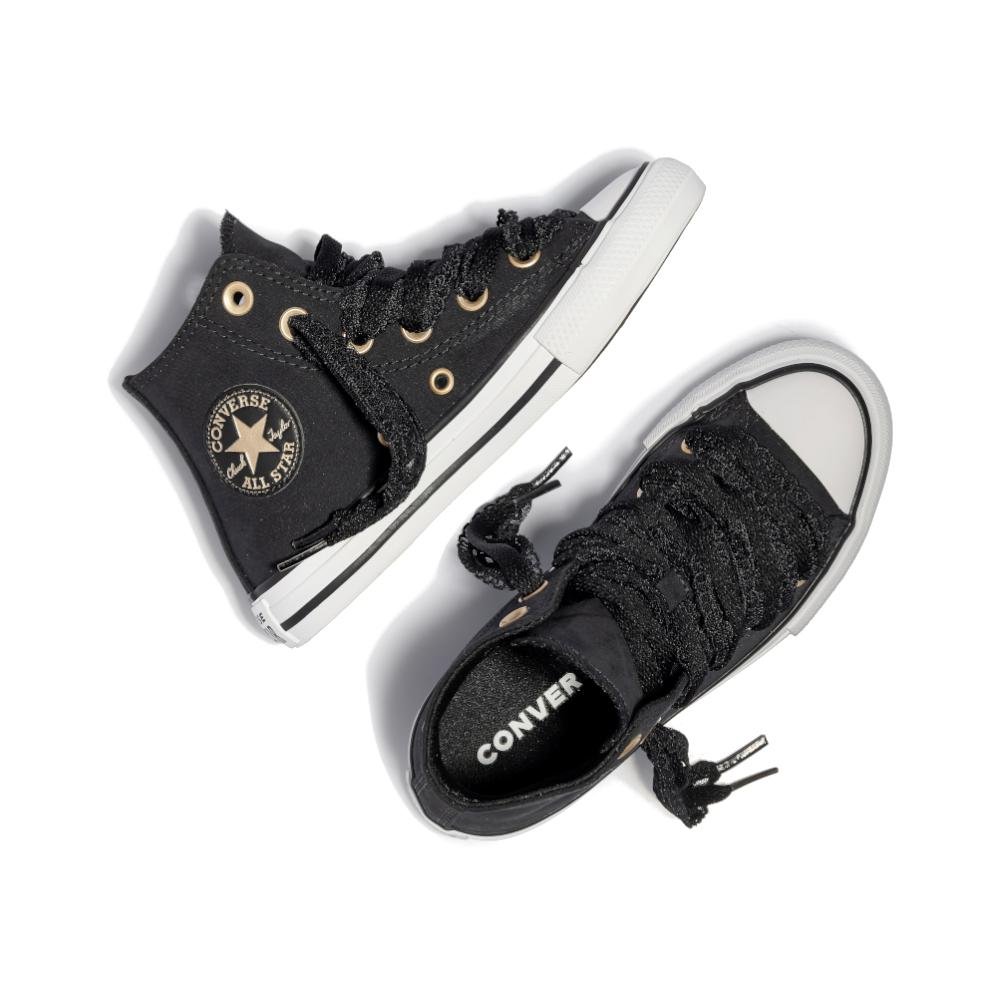 Tênis Juvenil Chuck Taylor All Star Lace Cano Alto Preto Preto 2