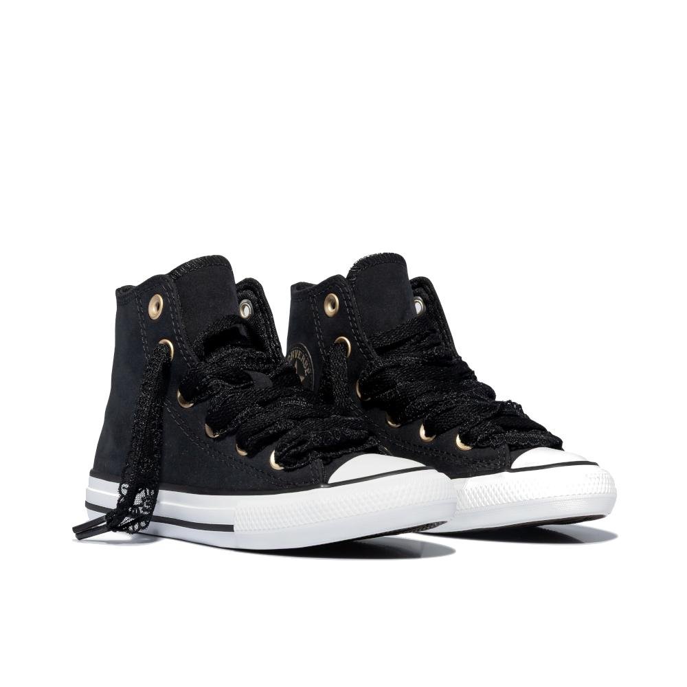 Tênis Juvenil Chuck Taylor All Star Lace Cano Alto Preto Preto 4