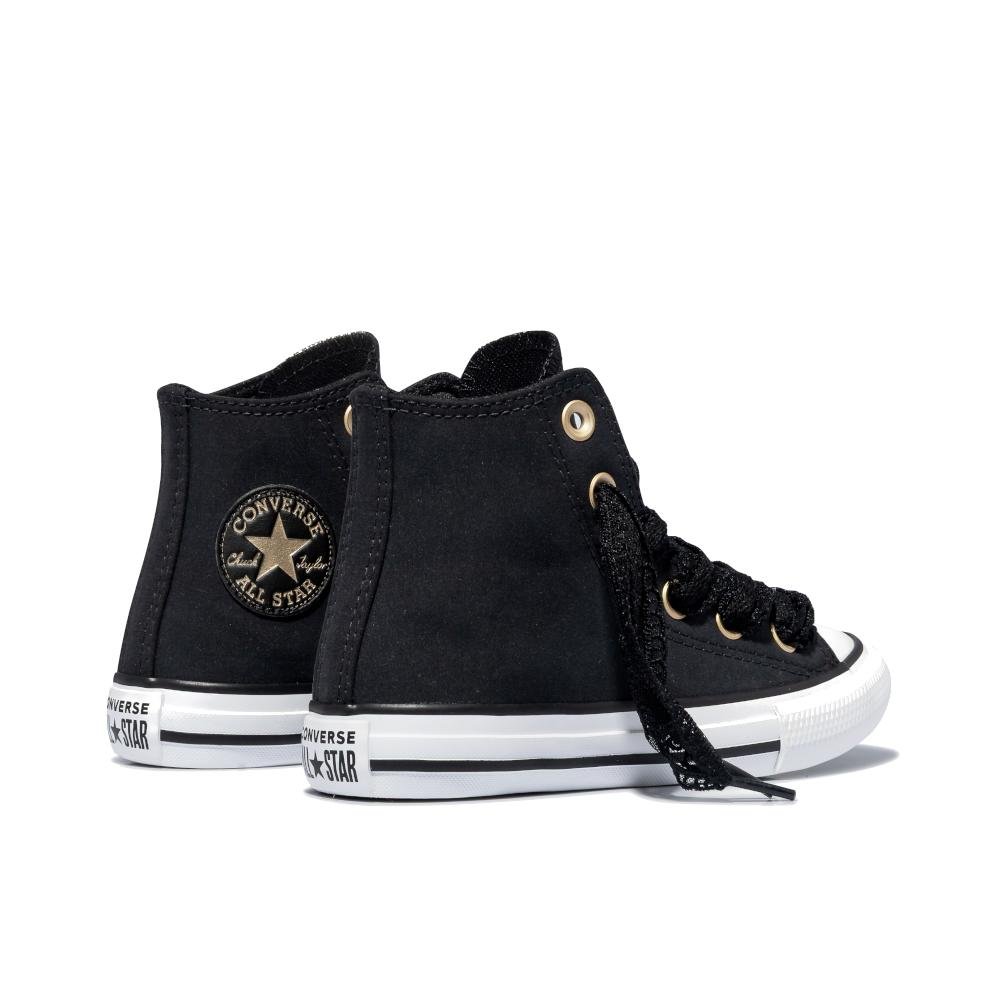 Tênis Juvenil Chuck Taylor All Star Lace Cano Alto Preto Preto 5
