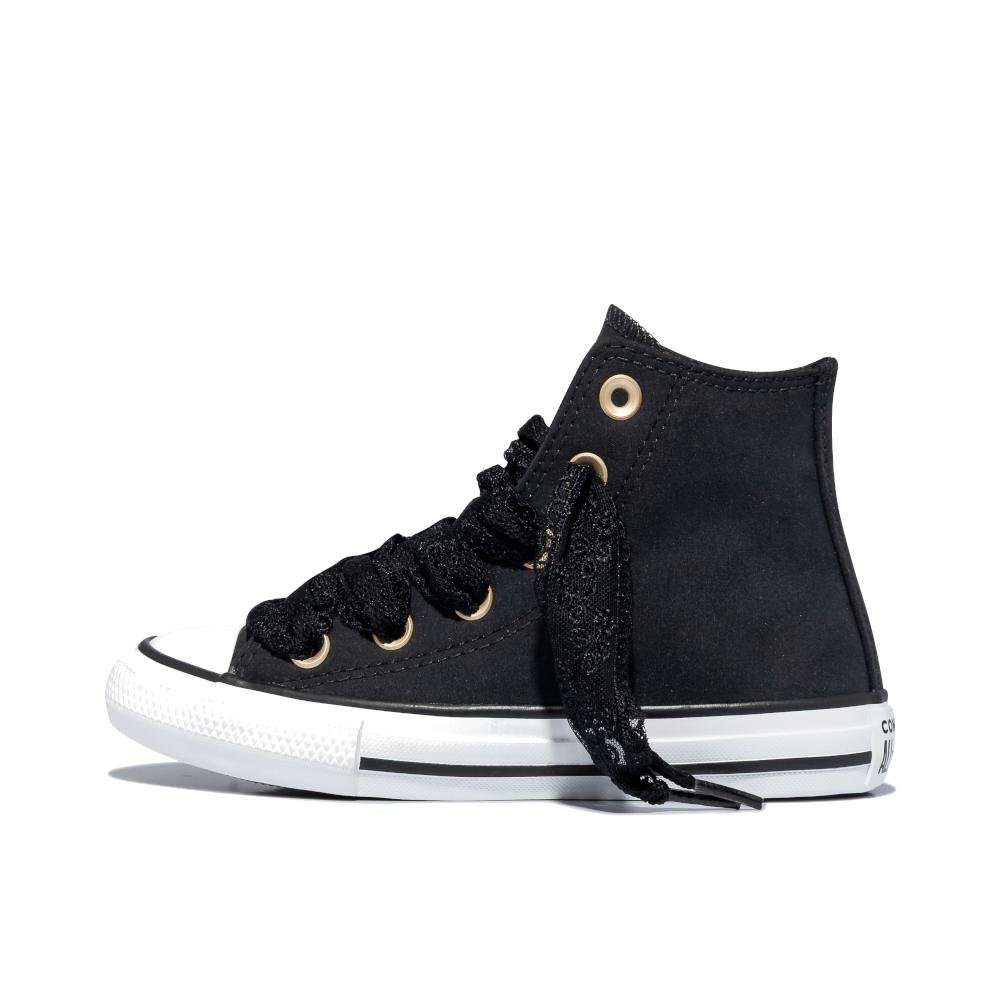 Tênis Juvenil Chuck Taylor All Star Lace Cano Alto Preto Preto 7