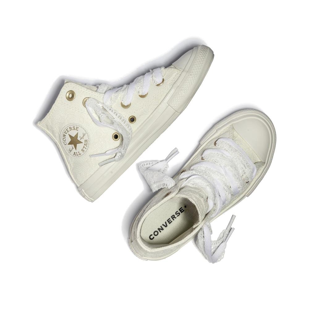 Tênis Juvenil Chuck Taylor All Star Lace Cano Alto Branco Branco/Ouro claro 2