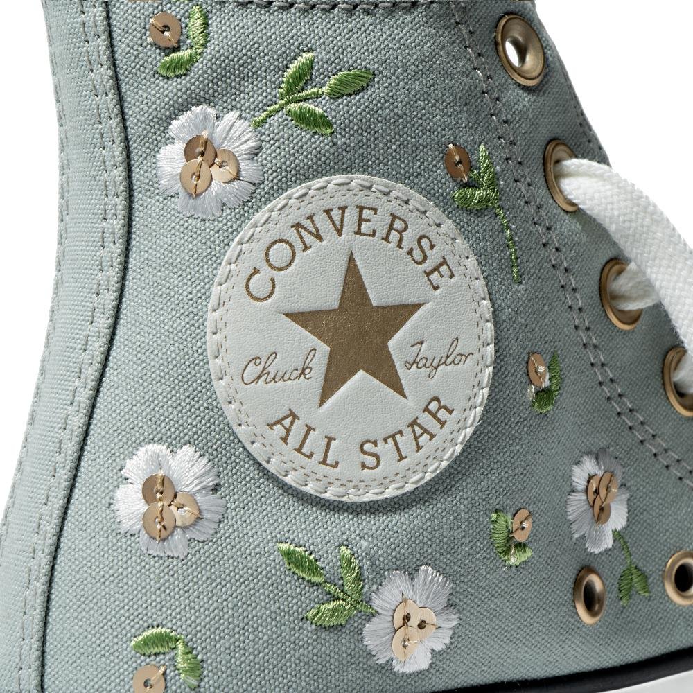 Tênis Chuck Taylor All Star Floral Cano Alto Verde Verde 8