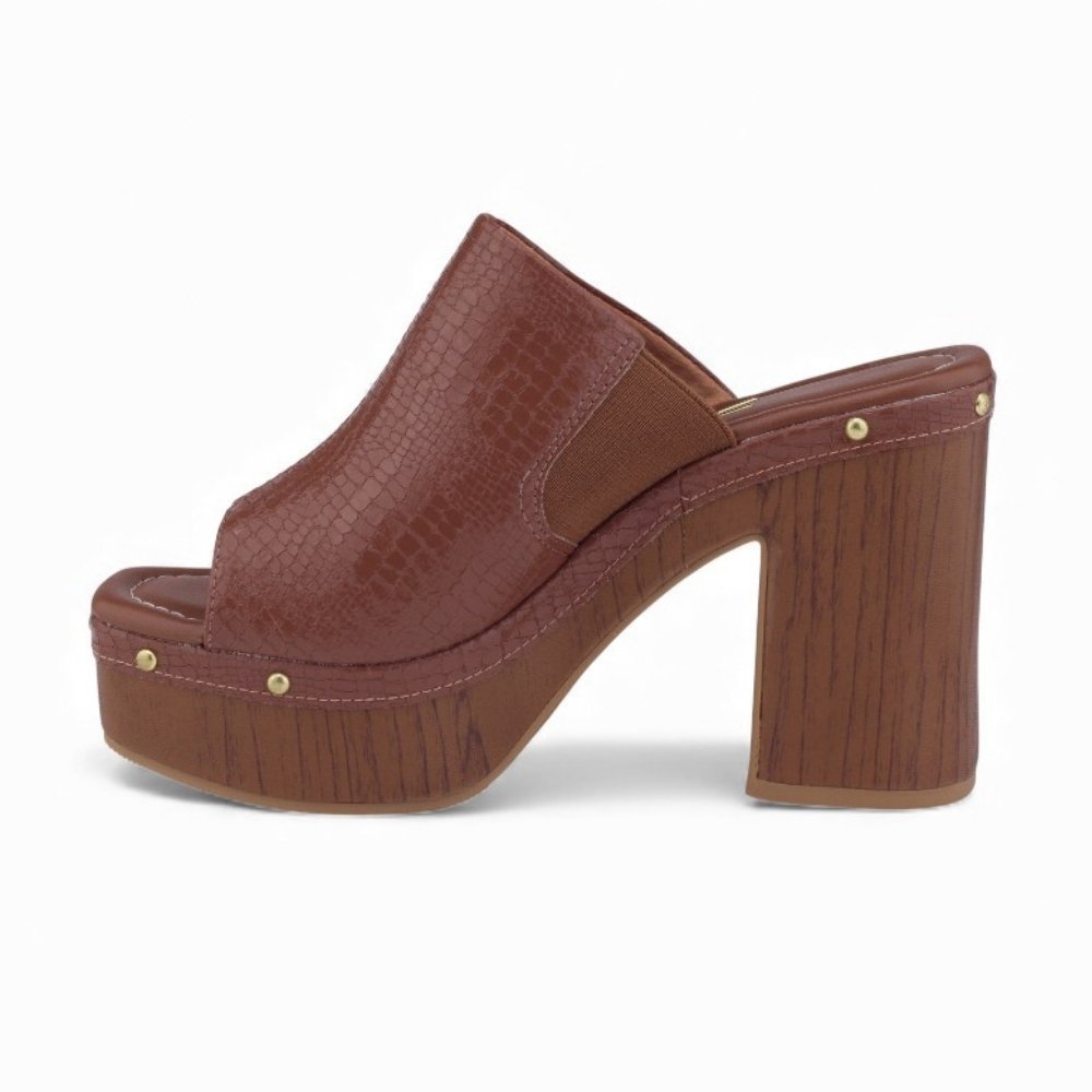 Tamanco Feminino Vizzano Salto Bloco com Plataforma Marrom 2