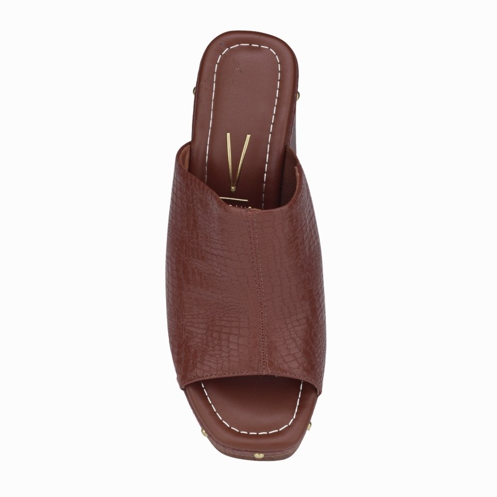 Tamanco Feminino Vizzano Salto Bloco com Plataforma Marrom 3