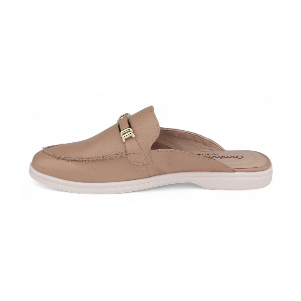 Mule Feminino Comfortflex 25-60331 Couro Bege 2