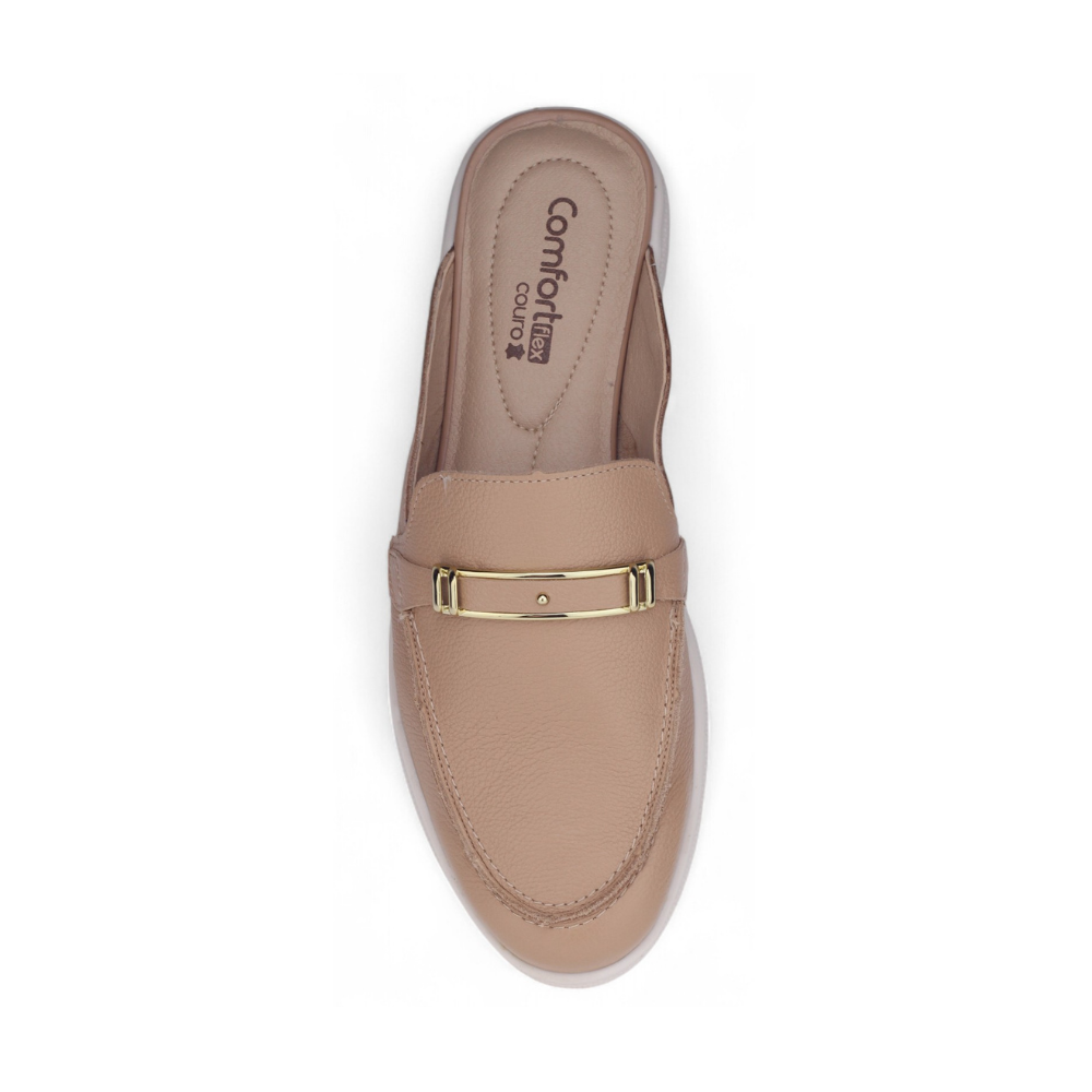 Mule Feminino Comfortflex 25-60331 Couro Bege 3