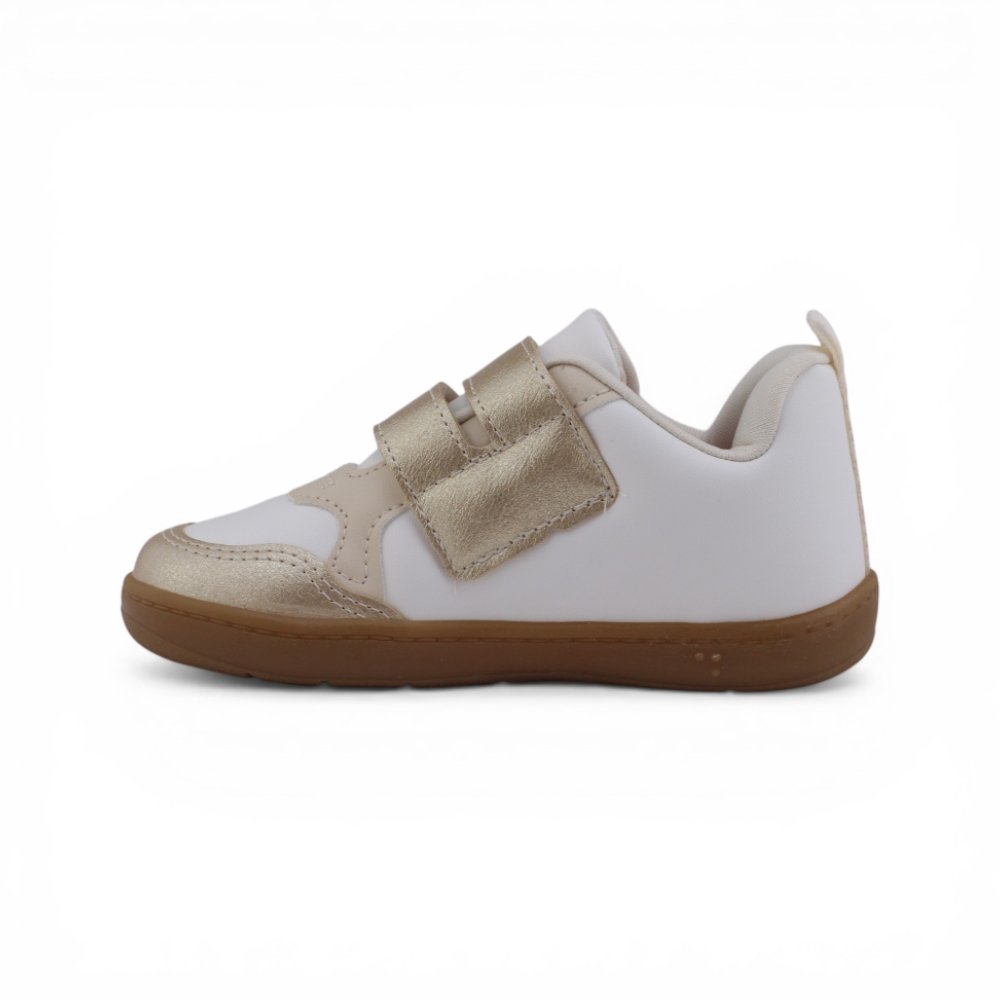Tênis Menina Pampili Casual Com Fitas Aderentes Branco/Dourado 2