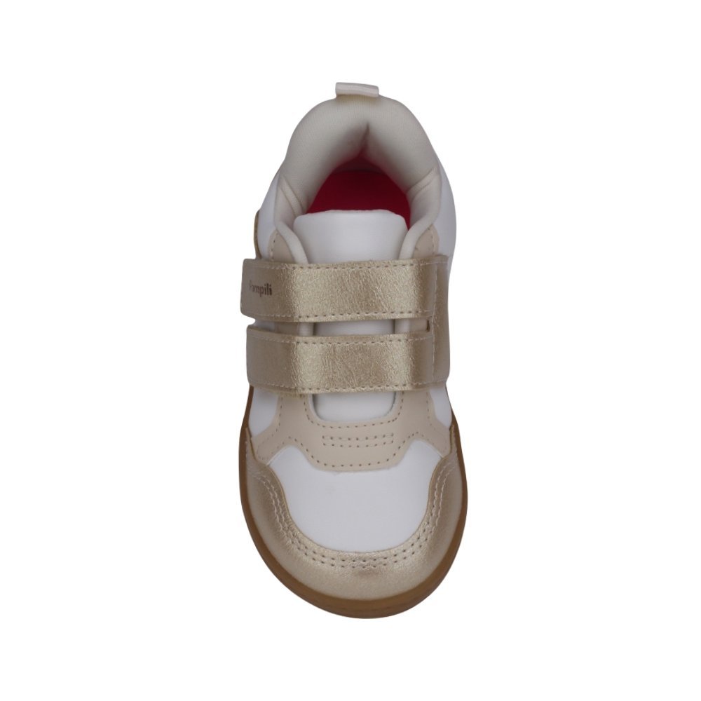 Tênis Menina Pampili Casual Com Fitas Aderentes Branco/Dourado 3