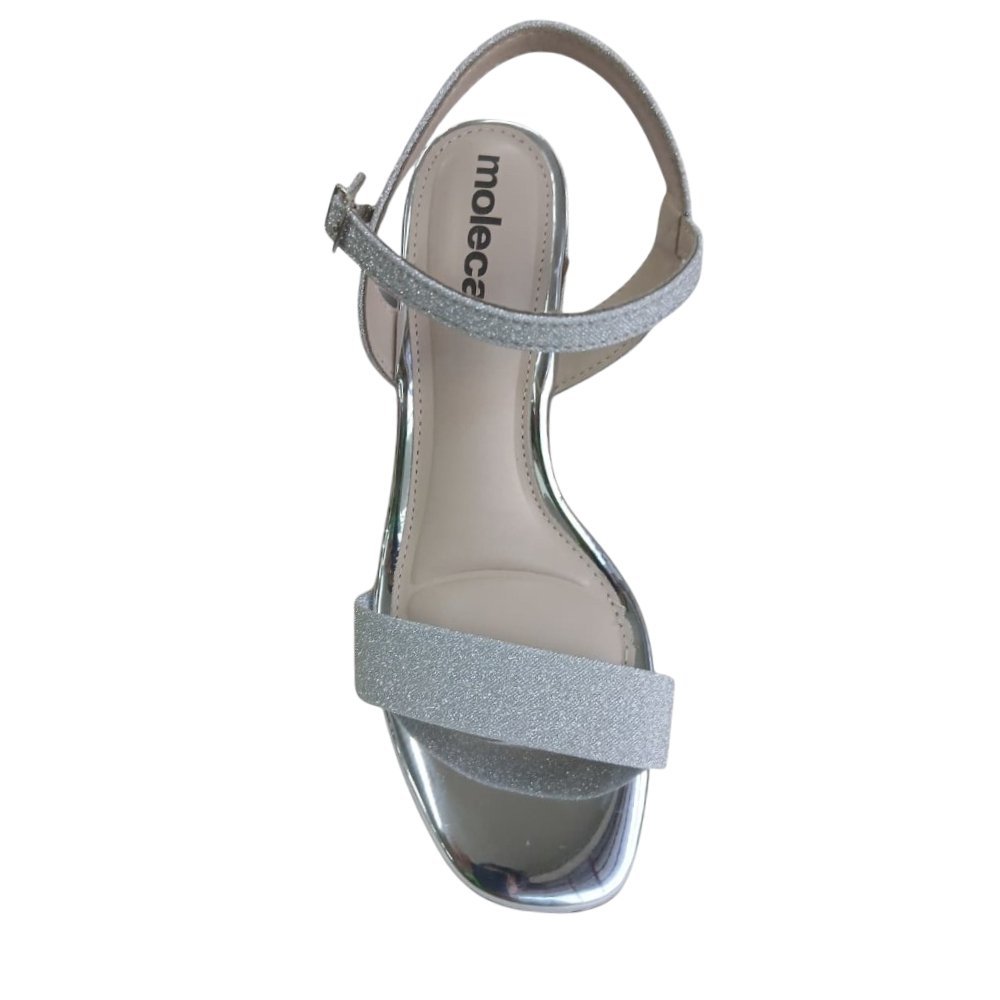 Sandália Feminina Moleca Glamour Shine com Glitter Prata 3