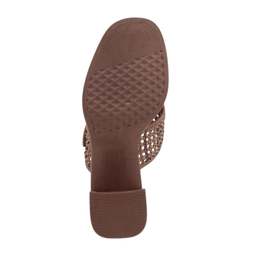 Tamanco Feminino Tanara Salto Bloco Fivela Marrom 4