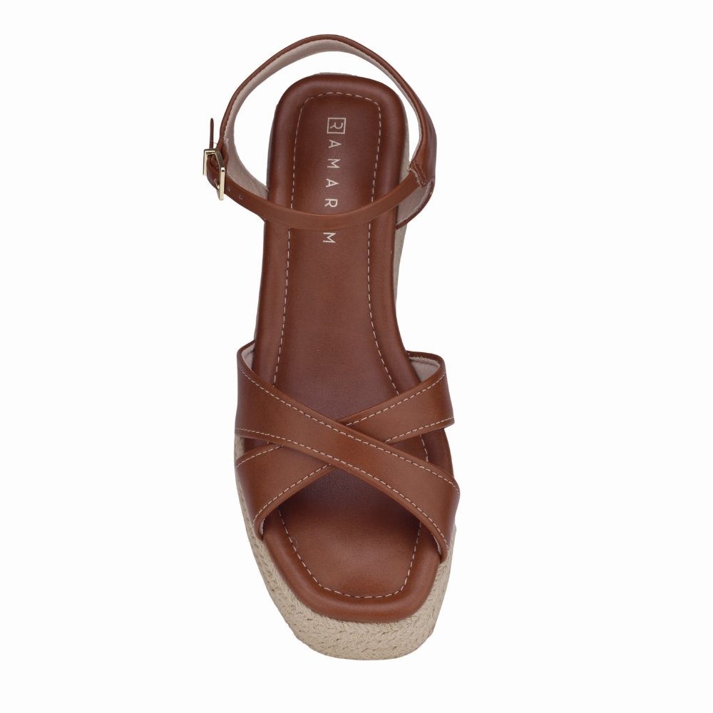 Sandália Feminina Ramarim Flatform Com Salto Marrom 3