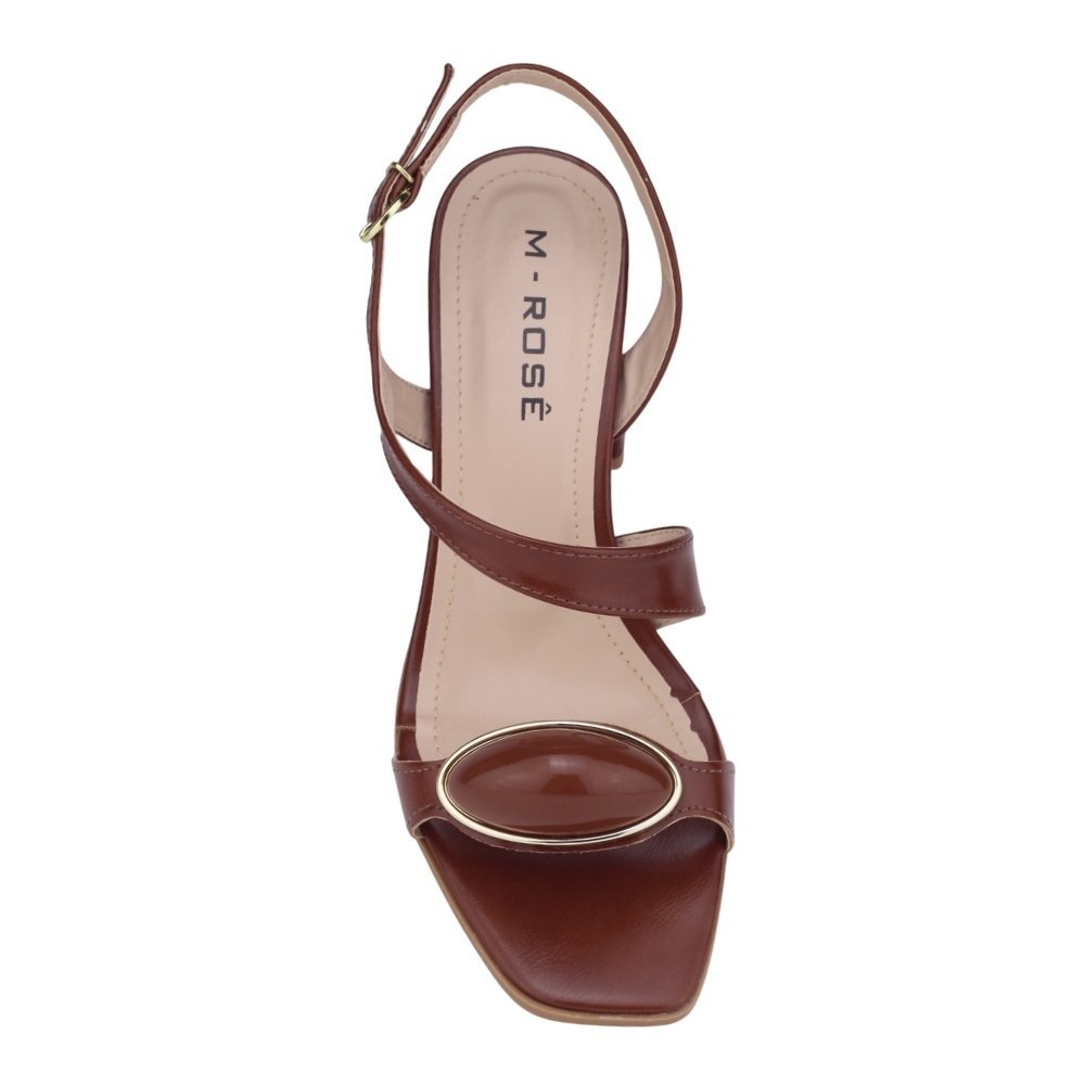 Sandália Feminina M. Rosê Salto Bloco 7344-803 Casual Marrom 3