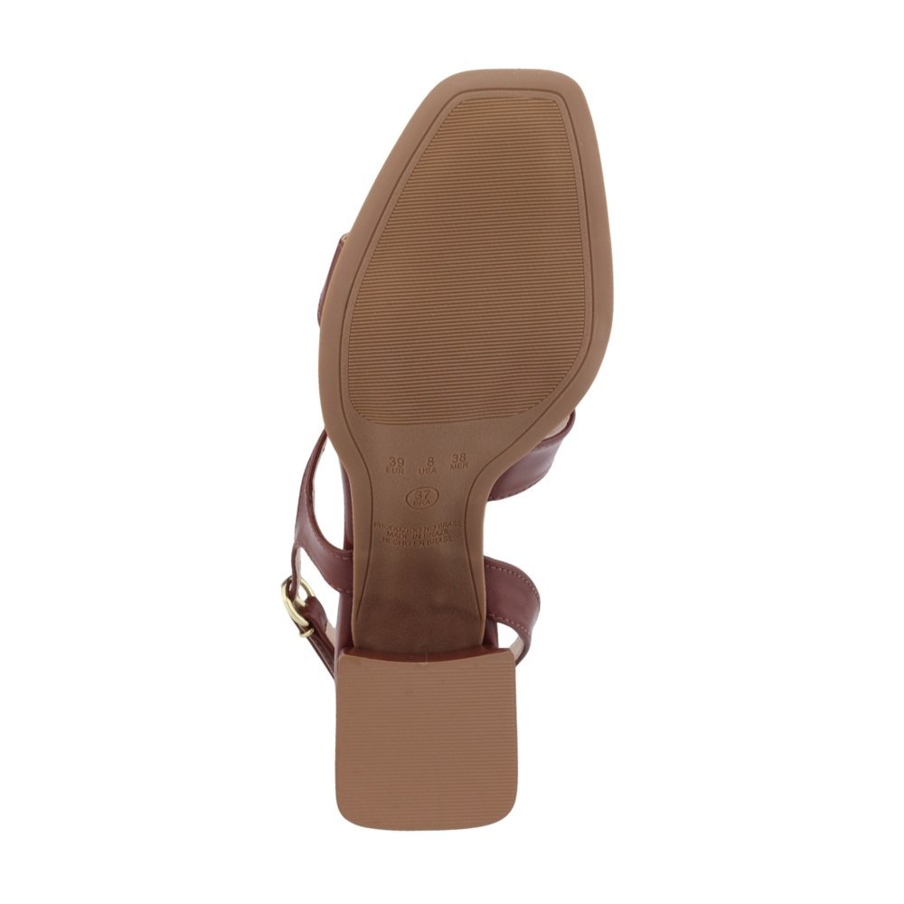 Sandália Feminina M. Rosê Salto Bloco 7344-803 Casual Marrom 4