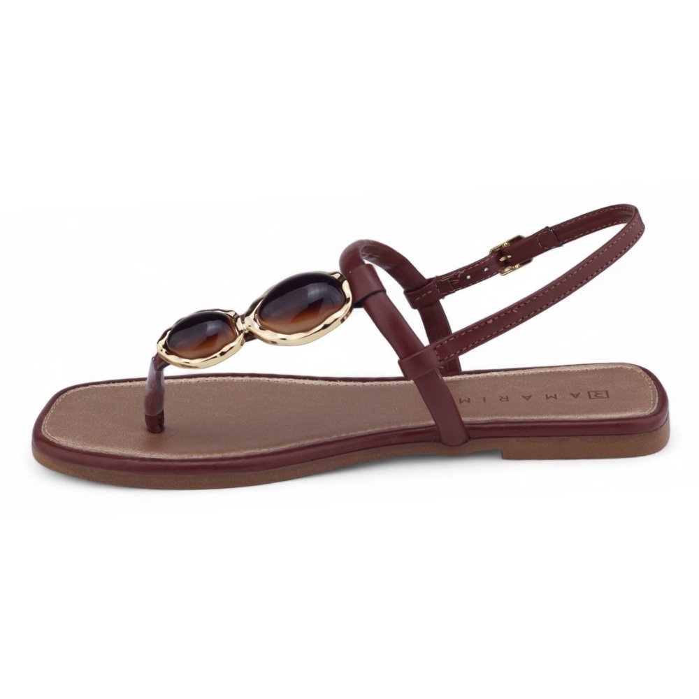 Sandália Rasteira Feminina Ramarim 25-23203 Casual Marrom 2