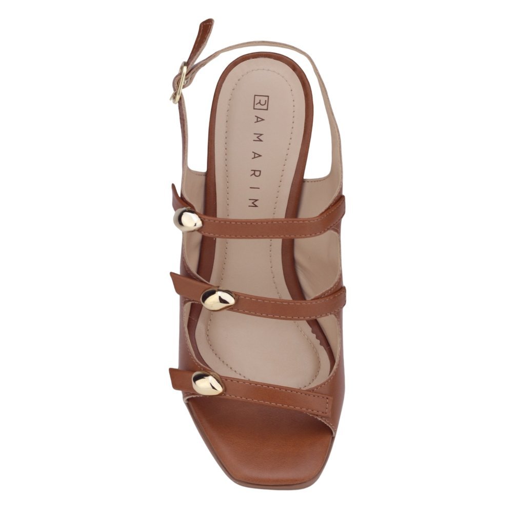 Sandália Feminina Ramarim Salto Bloco 25-41205 Casual Marrom 3