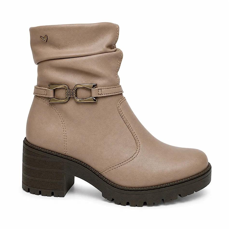 Bota Feminina Mississipi Aranni Salto Bloco Original - REF: J0772 Bege 2