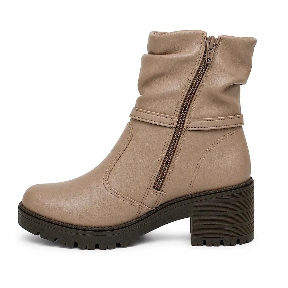 Bota Feminina Mississipi Aranni Salto Bloco Original - REF: J0772 Bege 3