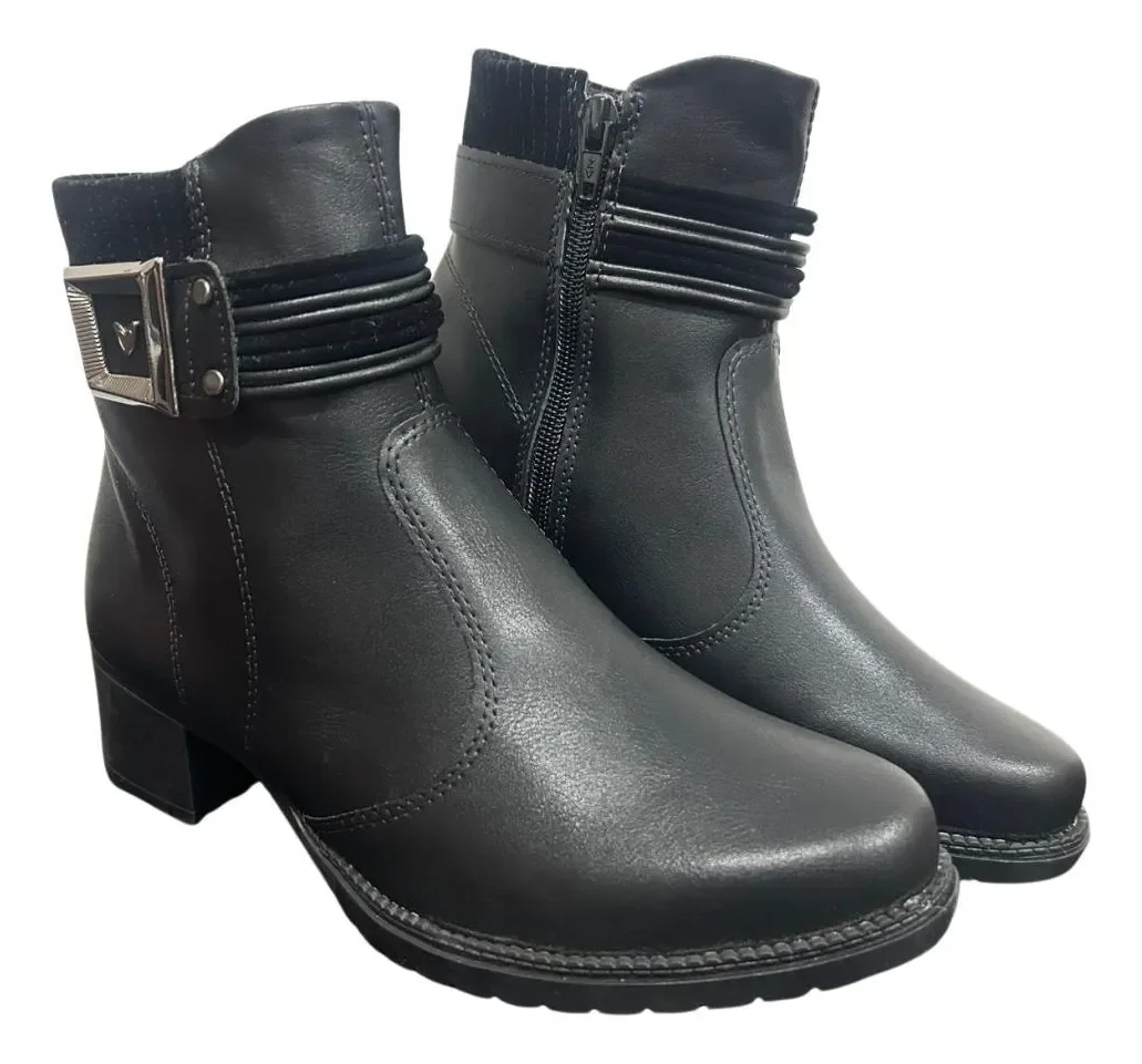 Bota Feminina Mississipi Cano Curto Brilhos Salto Baixo Original - REF: J0782 Preto 3