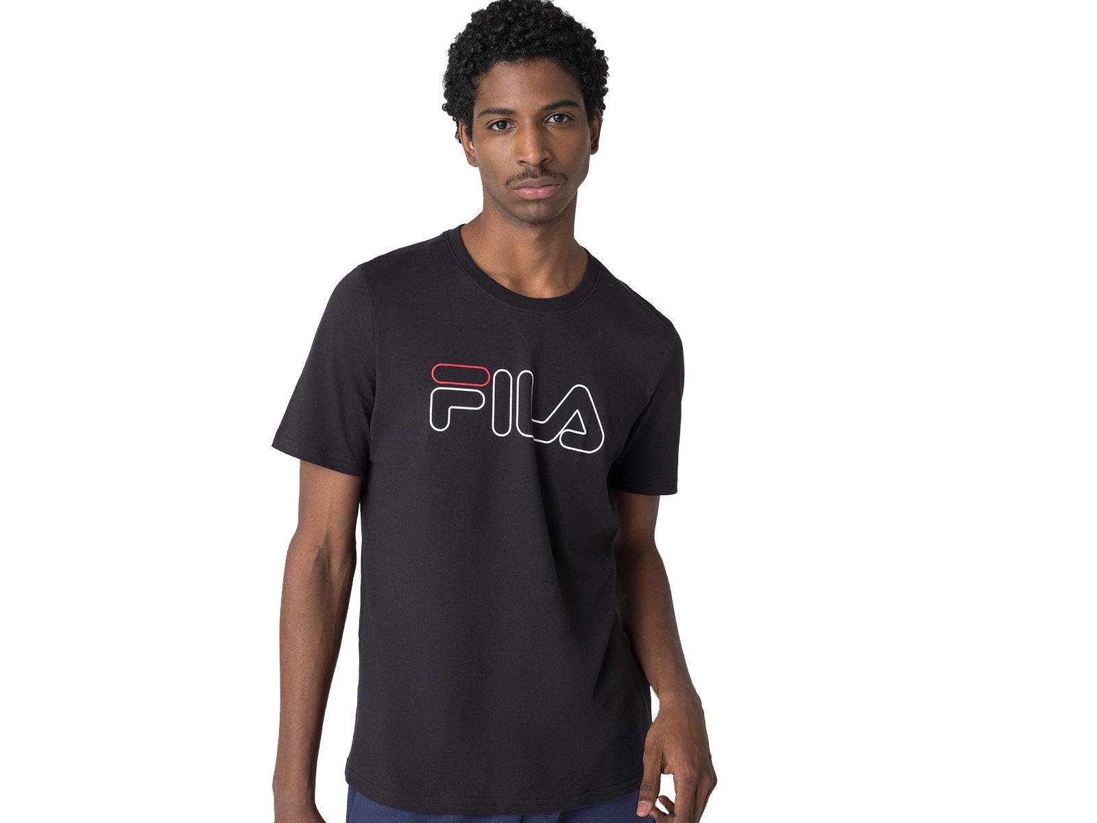 CAMISETA FILA LETTER OUTLINE F11L174.590 PRETO BRANCO