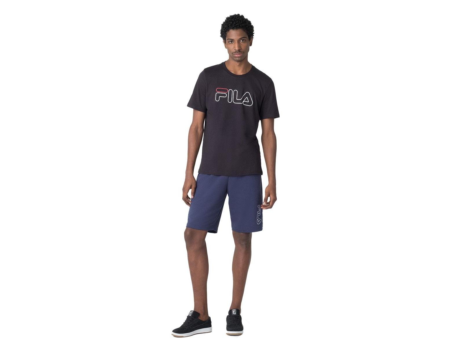CAMISETA FILA LETTER OUTLINE F11L174.590 PRETO BRANCO Azul/Vermelho 4