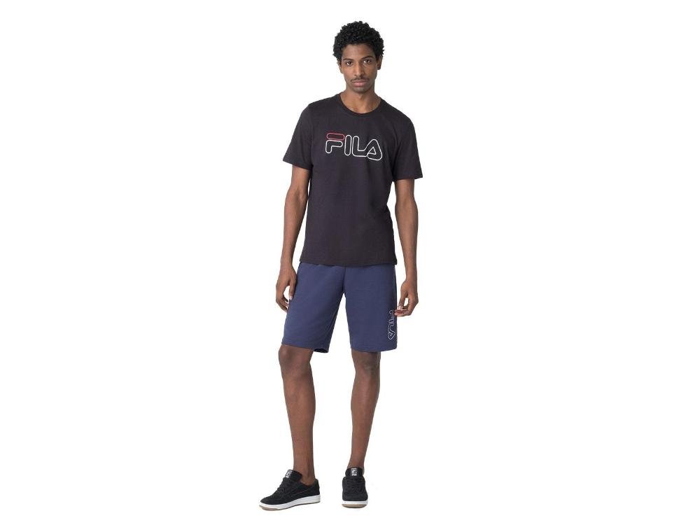 CAMISETA FILA LETTER OUTLINE F11L174.590 PRETO BRANCO Azul/Vermelho 6