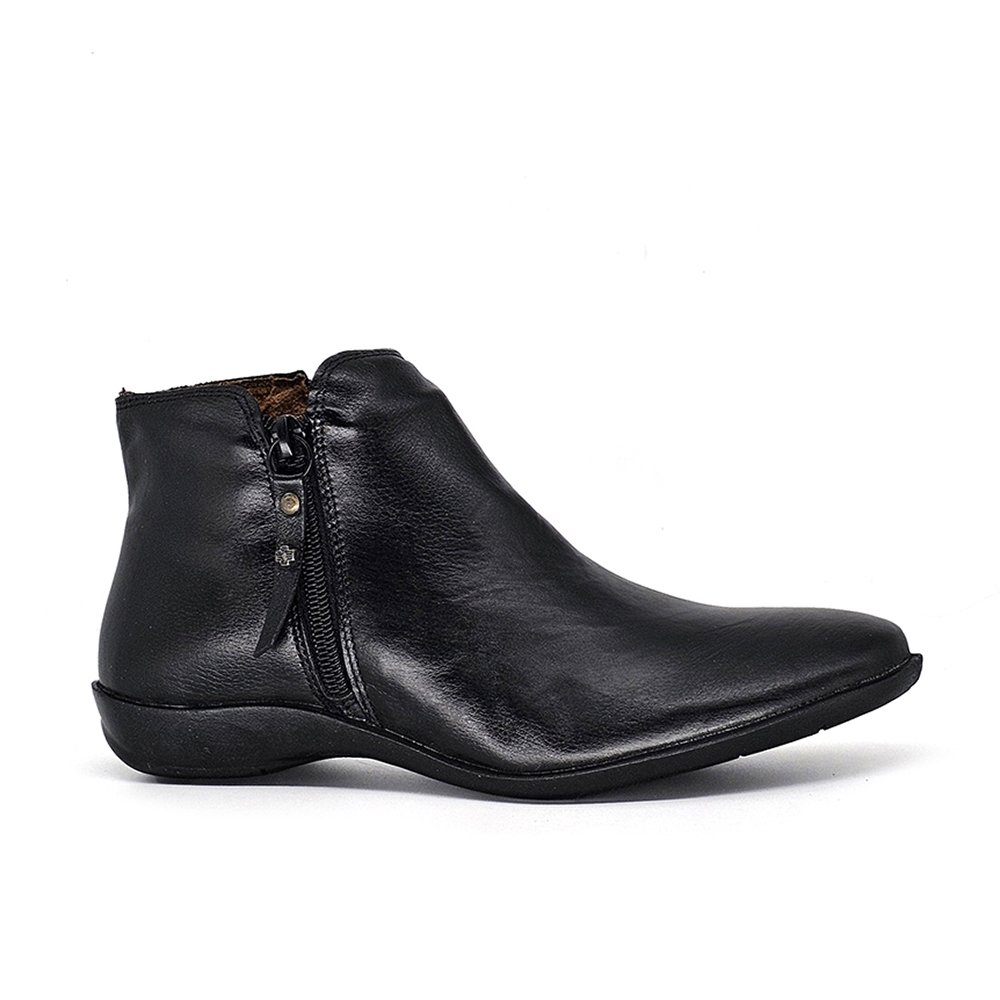 Bota Feminina ANG013E Couro Preto Lustro