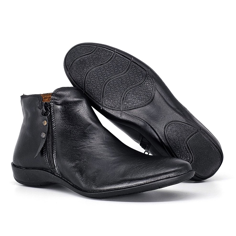 Bota Feminina ANG013E Couro Preto Lustro Preto 2