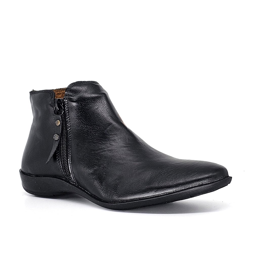 Bota Feminina ANG013E Couro Preto Lustro Preto 4